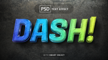 Dash 3d text effect editable psd