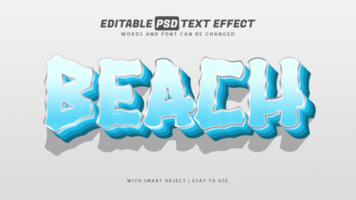 blauw strand 3d stijl tekst effect bewerkbare psd