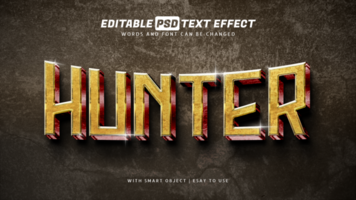 chasseur texte effet 3d style modifiable psd