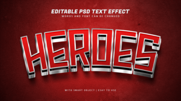 Red hero metallic 3d text effect editable psd