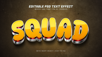 Squad bold 3d text effect editable psd