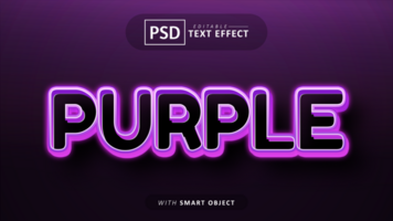 violet néon style texte effet modifiable psd