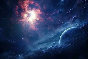 Deep space background with planets and stars. Elements of this image furnished by NASA, Planets and galaxy, science fiction wallpaper. Beauty of deep space, AI Generated photo