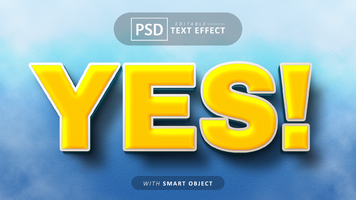 Yes cartoon style text effect design psd