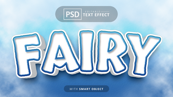 Fairy cartoon style text effect editable psd