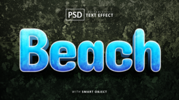 spiaggia 3d testo effetto modificabile psd