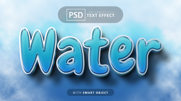 Water cartoon style text effect editable psd