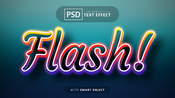 Flash colorful neon style text effect editable psd