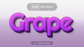 Grape 3d text effect editable psd