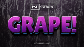 Grape 3d text effect editable psd