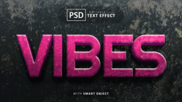 Vibes 3d text effect editable psd