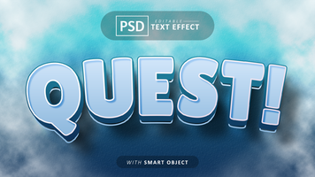 Quest cartoon style text effect editable psd