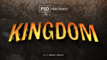 Kingdom 3d text effect editable psd