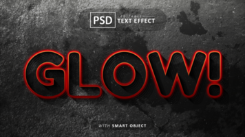 Red glow neon style text effect editable psd
