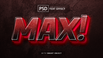 röd max 3d text effekt redigerbar psd