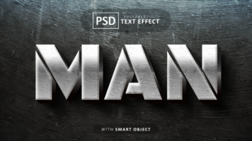 homme argent 3d texte effet modifiable psd