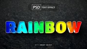 arco iris 3d texto efecto editable psd