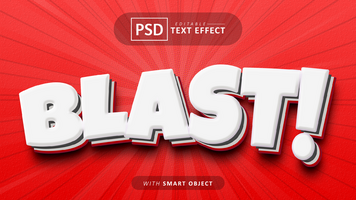 esplosione cartone animato stile testo effetto modificabile psd