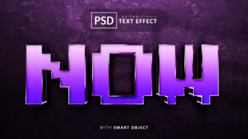 Now 3d pixel style text effect editable psd