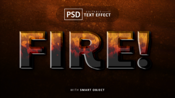 fuego 3d texto efecto editable psd