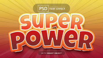 Super power cartoon style text effect editable psd