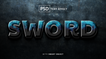 Sword 3d text effect editable psd