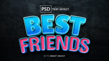 melhor amigos 3d texto efeito editável psd