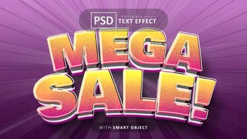 Mega sale cartoon style text effect editable psd