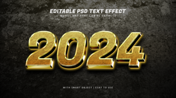 lujoso brillante 2024 3d texto efecto editable psd