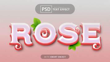Rosa editable texto efecto diseño psd