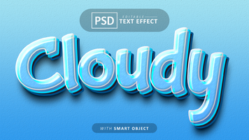 nublado texto efecto editable psd