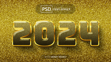 2024 guld text effekt psd