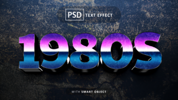 1980 retro 3d text effekt redigerbar psd