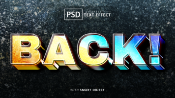 tillbaka 3d text effekt redigerbar psd