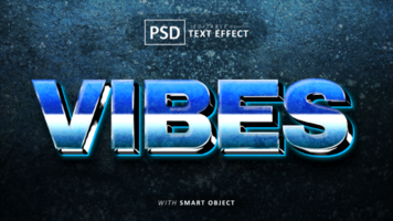 Vibes retro style text effect editable psd