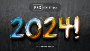 2024 3d testo effetto modificabile psd