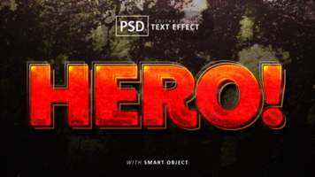 Red hero 3d text effect editable psd