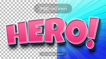 héroe cómic estilo texto efecto editable psd