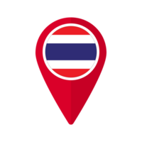 Thaïlande drapeau sur carte marqueur icône isolé png