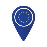 europeo Unión bandera en mapa marcador icono aislado vector