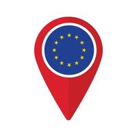 European Union flag on map marker icon isolated vector