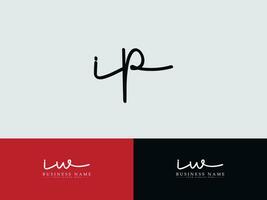 Unique Ip Vector Logo Art, Minimal Ip Luxury Signature Letter Logo Icon