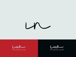 Unique In Vector Logo Art, Minimal IN Luxury Signature Letter Logo Icon