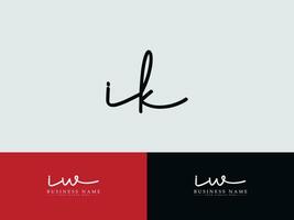 Unique Ik Vector Logo Art, Minimal IK Luxury Signature Letter Logo Icon