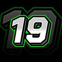 Simple And Shiny Racing Nineteen Number Vector Clipart Decal Design