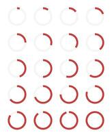 Set of circular progress loading bars. Progress waiting rings, collection of download symbols. Infographic animation flat elements for websites interfaces. Vector simple illustration.