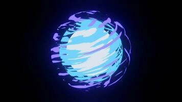 embrasé sphère dans main tiré style. stylisé énergie bleu sphère. video