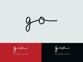 Initial Go Logo Icon, Minimalist GO Modern Luxury Signature Logo vector