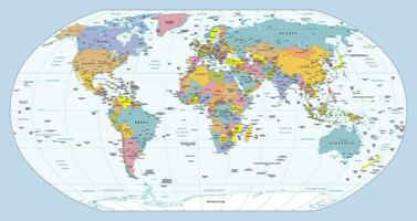 Political simple world map Robinson projection vector