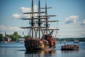 The Tall Ships Parade during the Kiel Week 2016, The Kieler Woche is performing during the 125th Kiel Week, AI Generated photo